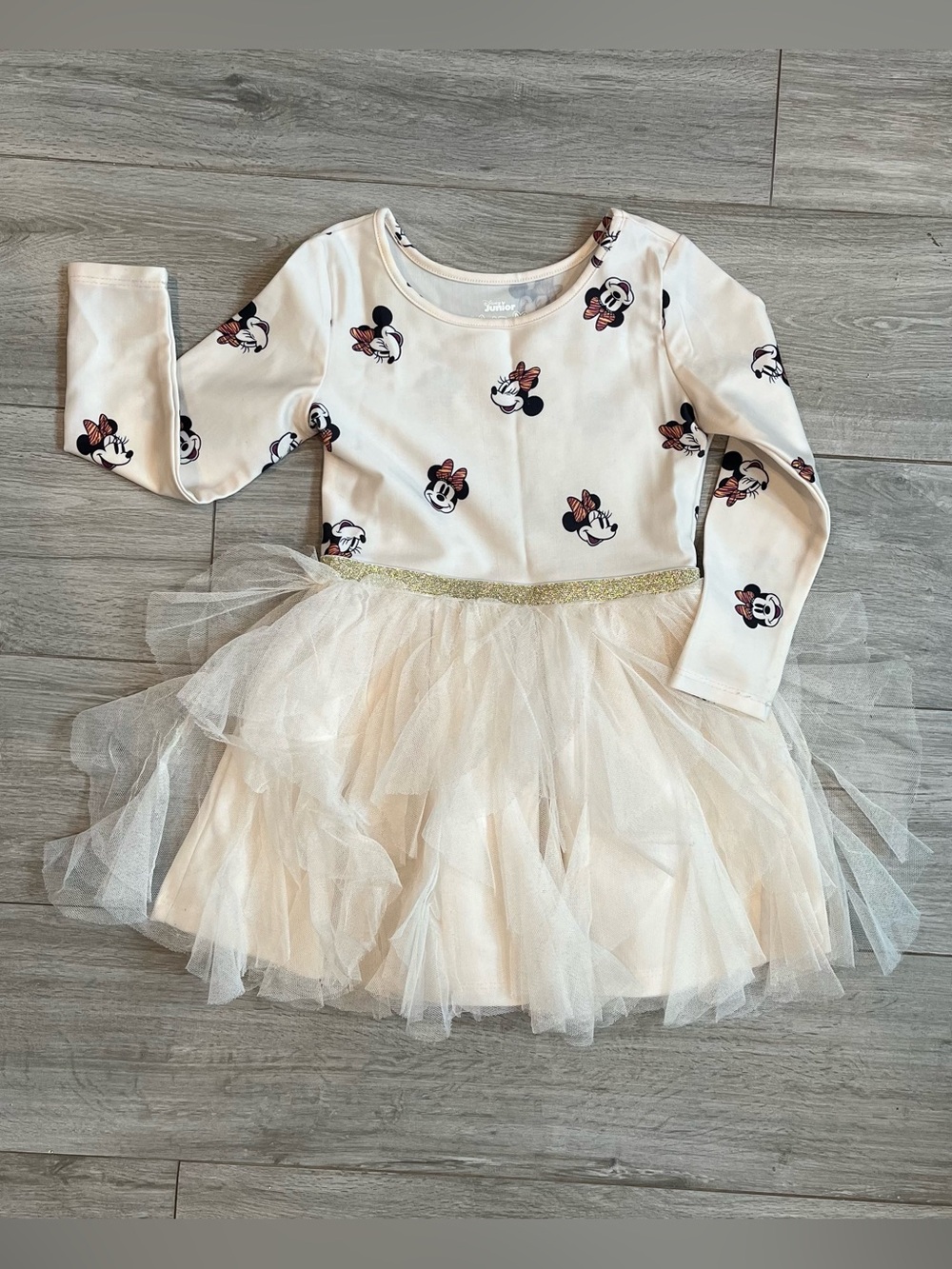 Disney Cream-colored Minnie Mouse Tulle Tutu Dress, 3T